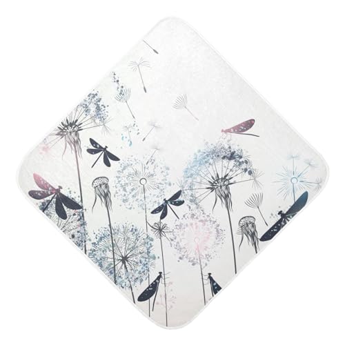 Image of Kigai Dandelion and Dragonfly Muslin Hooded Baby Towel Ultra Soft and Absorbent Bath Towel for Boy Girl Cotton Baby Bathrobe Blanket for Newborn Infant Toddler, 30x30 Inch