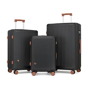 Carry on Luggage with Spinner Wheels, 22x14x9 Airline Approved Carry-on Suitcase, Small Hardside Luggage with TSA Lock,Hard Shell Suitcase,Hard Case for Travel (Black, 3PCS Set)