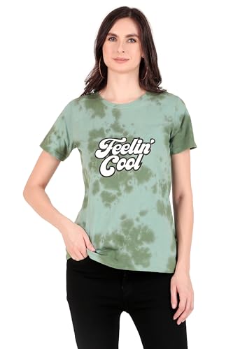 Image of Stories.Label Women 100% Cotton Printed Tshirt in Ribbed Neck Includes Plus Sizes, Regular Fit and Half Sleeves (Sizes Medium -5XL)