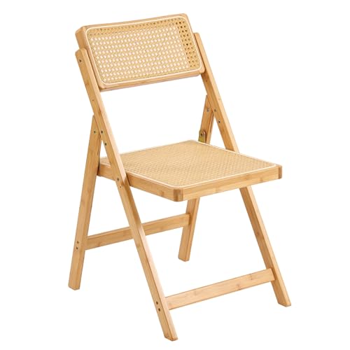 Furlide Rattan Folding Chair, Modern Mid Century Dining...