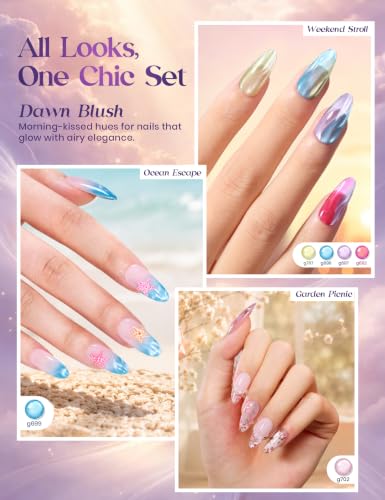 Image of Beetles Sky Symphony Cat Eye Gel Nail Polish Kit, 20 Colors, 15ml Each | With Base Coat Glossy and Matte Top Coats, Cuticle Oil, Swatch Card and 4 Magnets, Soak Off UV Manicure Cat Eye Set