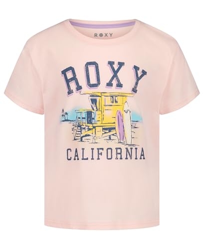 Image of Roxy Girls' Short Sleeve Boyfriend Fit Logo Tee, Crew Neck Graphic T-Shirt, Soft & Comfortable