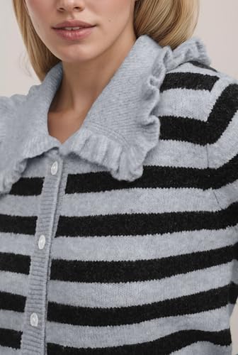 Image of Ythomm Womens Ruffle Collar Cropped Cardigans Button Down Open Front Long Sleeve Knit Sweater Jackets Casual Solid Fall Tops