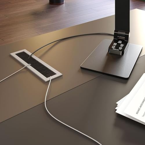 Cable management rigide Merida, passe-câble en aluminium brossé 45 x 450 mm
