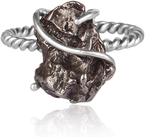 Authentic Raw Meteorite Ring Tektite Ring Meteorite Silver Ring Meteorite 925 Silver Handmade Ring Rough Stone Ring For Men (9)