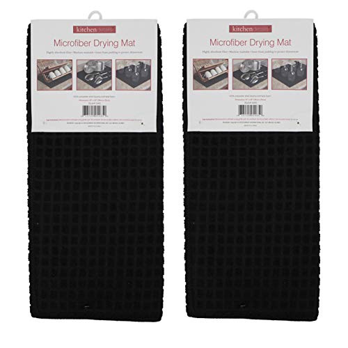 Image of Store2508 Microfiber Reversible Dish Drying Mat (Pack of 2) (38 * 51 Cm Each) (Black)
