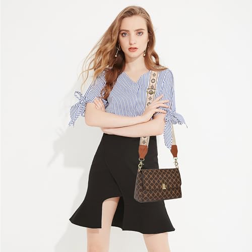 Image of LEMEDE Purse Strap,2 inch Leather End Shoulder Strap Adjustable Replacement,Retro Jacquard Multi-pattern Crossbody Bag Straps