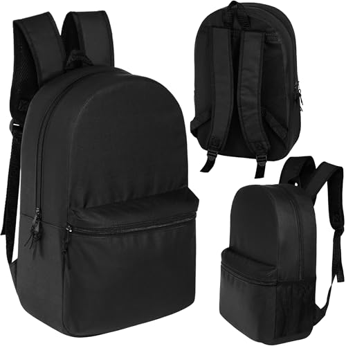 Moda West 24 Pack - Wholesale 19 Inch Backpacks for Students & Adults - Bulk Case of Bookbags - 24 Black - Main Image