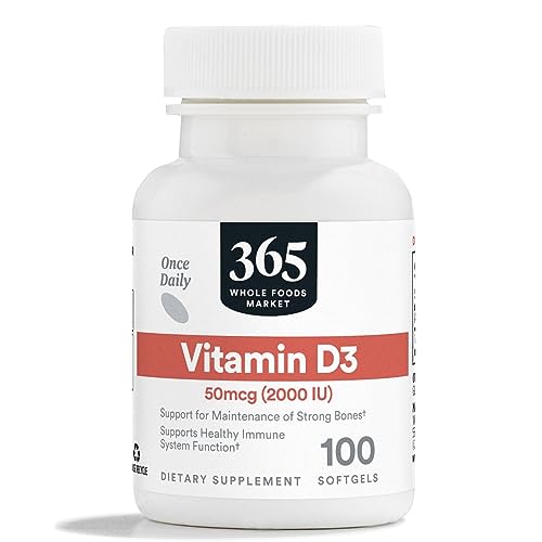 365 by Whole Foods Market, Vitamin D3 Softgels, 2000 IU, 100 CT - image 1