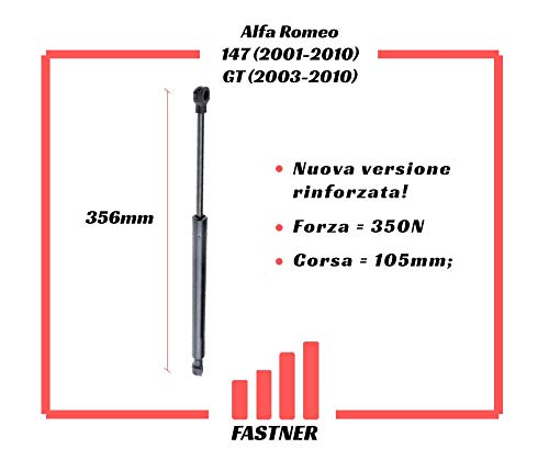 Compatibile con Alfa Romeo Coppia Ammortizzatori Molle a Gas Pistoni Pistoncini Anteriori Cofano Motore 147 (2001-2010), GT (2003-2010) 46739202