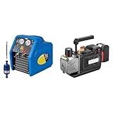 VIVOHOME R1234YF R32 1 HP Dual Cylinder Portable Refrigerant Recovery Machine 1/4 HP 2 CFM Cordless Lithium-Ion Dual Stage HVAC Vacuum Pump