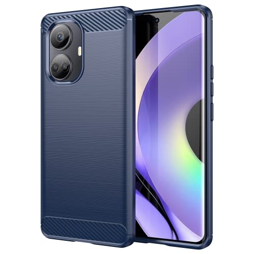 Image of NPRC Hybrid Ultra Slim Protective Case TPU Non-Slip Carbon Fiber Texture Shockproof Case Cover for Realme 10 PRO Plus - Blue