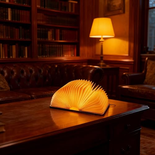 Image of Wooden Book Lamp, 3 Colors Folding Book Lamp,Teacher Appreciation Gifts for Women, LED Ambient Lighting, Magnetic Mood Lighting for Home Decor Birthday Gifts