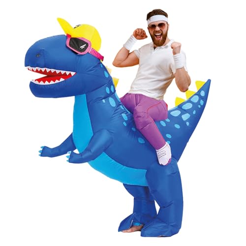 AirSuit® Déguisement Gonflable Dinosaure Bleu | Costume Insolite taille Adulte 160 à 190cm | Qualité Premium | En Polyester très Résistant - Agréable à Porter | Système de Gonflage| OriginalCup®