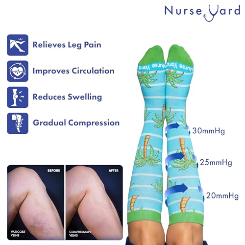 Image of Nurse Yard Compression Socks for Nurses - Women & Men - 20-30mmHg Graduated Compression, For Medical Staff, Athletes - 1 Pair
