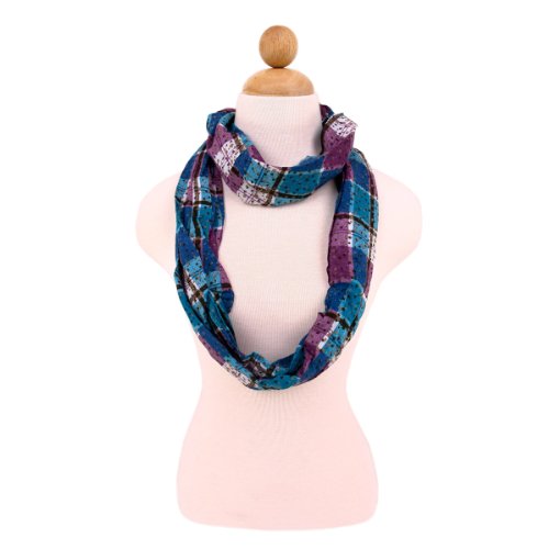 TrendsBlue Plaid Stars Print Infinity Loop Fashion Scarf2
