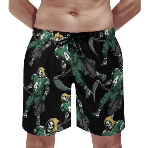 Grim Reaper Football Men's Swim Trunks Board Shorts Beachshorts Swimsuits with Pockets Mesh Liner