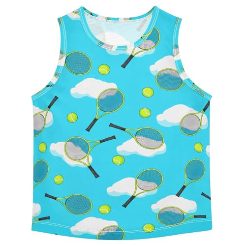 Tennis Racket Ball Clouds Boys Tank Tops Toddler Tank Top Shirts Undershirts Quik Dry for 3-15 Years,3T