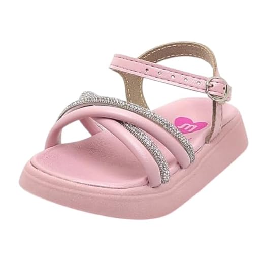 Sandália Infantil Menina Molekinha Tiras Brilhantes Rosa 20