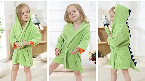 C-Young CA-BBSP03-S Kids Bath Robe Toddler Cotton Towel Animal Dinosaur Hooded Bathrobe thumb #1