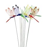 UUYYEO 10 Pcs Metal Dragonfly Stakes Sticks Colorful Yard Stakes Flower Pot Plant Stakes Outdoor Decorative Garden Stakes Lawn Patio Art Ornaments