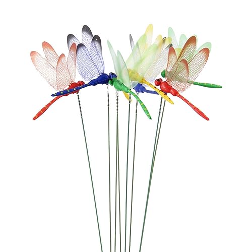 Uuyyeo WM0501X(10) 10 Pcs Metal Dragonfly Stakes Sticks Colorful Yard Stakes Flower Pot Plant Stakes Outdoor Decorative Garden Stakes Lawn Patio Art Ornaments cover