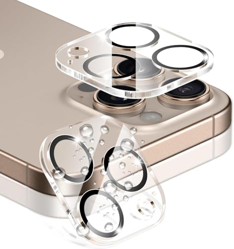 Image of Tempered Glass Camera Lens Protector for iPhone 16 Pro /iPhone 16 Pro Max - Alloy Metal Cover with Tempered Glass - Scratch Resistant, Easy Installation (Clear - 2 Pack)