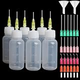 Rybtd 6 Stück Nadelflaschen 30ml Präzisionsspitzen-Applikator-Flaschen mit Dosiernadeln Und Kappen,Nadelflasche Nadelspitzen-Kleberflasche für DIY Handwerk Nachfüllkleber nähmaschinenöl