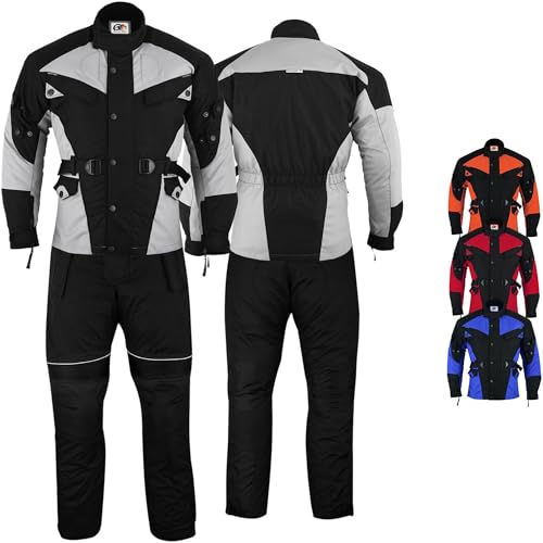 German Wear 2-teiler Motorradkombi Cordura Textilien Motorradjacke + Motorradhose (Grau/Schwarz, 52)