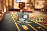 Dice Stuck in Cocktail Glass – Unique Handmade Whiskey Glass with White Set of 2 dices Embedded, Creative Gift Idea for Whiskey Lovers & Collectors