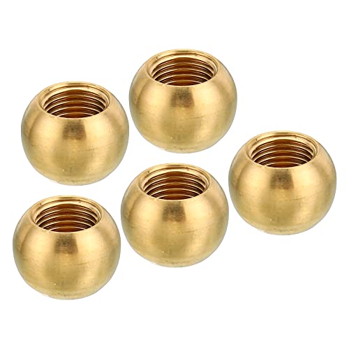 Image of PATIKIL M10x1 16mm Thread Lamp Finials Cap Knob, 5 Pack Brass Ball Lamp Decoration Screw Caps for Furniture Lighting Lamps