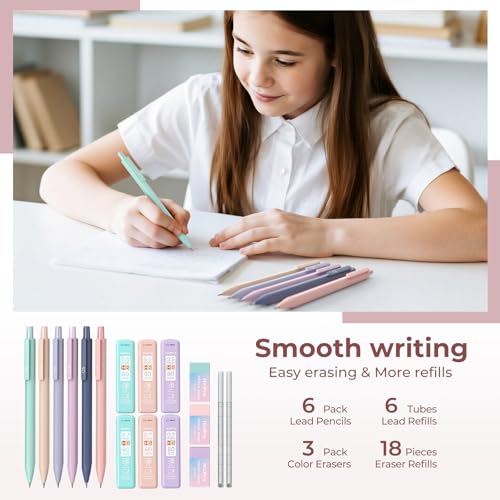 Image of Nicpro School Supplies Stationary Set with Pencil Case, 39 PCS Pink