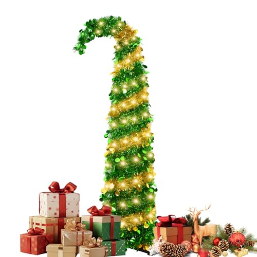 QKTYB 1.5m Pop Up Weihnachtsbaum mit Beleuchtung, Faltbarer...