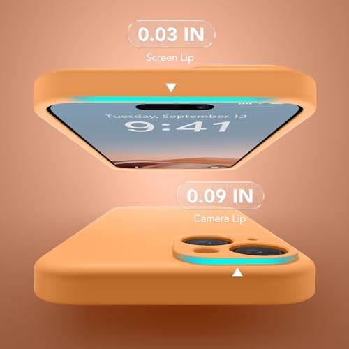 Image of Magnetic for iPhone 15 Case, Compatible with MagSafe, [Screen Protector + Full Camera Protection], Silicone Shockproof Anti-Scratch Protective Phone Case for iPhone 15 6.1 inch, Cantaloupe