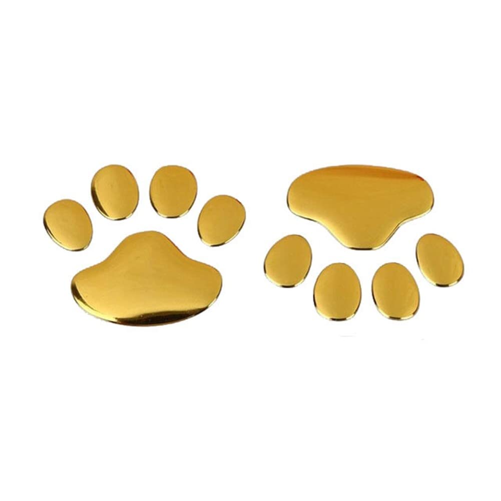 Autocollant 3D patte de chien chrome dore pour deco de voiture et ordinateur