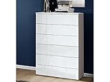Frische Ausstrahlung - Mit einer Farbkombination aus frischem Weiß und strahlendem Weiß-Hochglanz wird die Kommode 