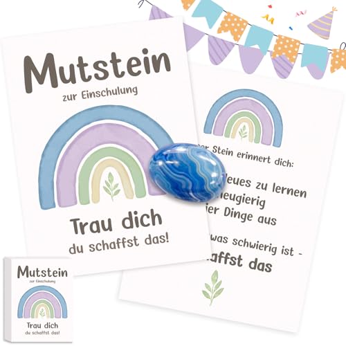 YUNYAKARSA Geschenke zur Einschulung Junge Schultüte Füllung Mutstein Glücksbringer Schulanfang Schulkind 2026 Schultüte Jungen Füllung Mutmacher Einschulung Geschenk Einschulungsgeschenk