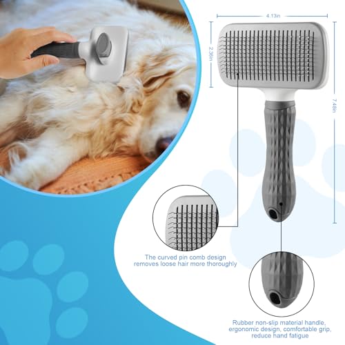 Pet-brushcat-brush-with-release-buttondog-brush-for-grooming-Remove-loose-hair-and-prevent-tanglingfine-needleGrey - Cucciolini Doodles Pet-brushcat-brush-with-release-buttondog-brush-for-grooming-Remove-loose-hair-and-prevent-tanglingfine-needleGrey