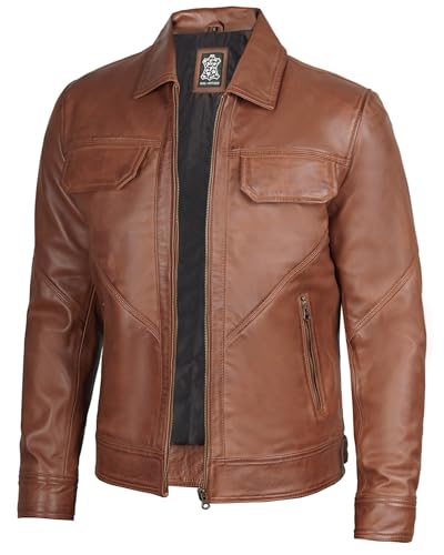 Image of Decrum Mens Leather Jacket - Real Lambskin Vintage Style Leather Jackets for Men