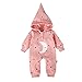 Produktbild Bebone Baby Mädchen Stern Mond Kapuze Cartoon Vlies Strampler, 0-3Monate/66, Rosa