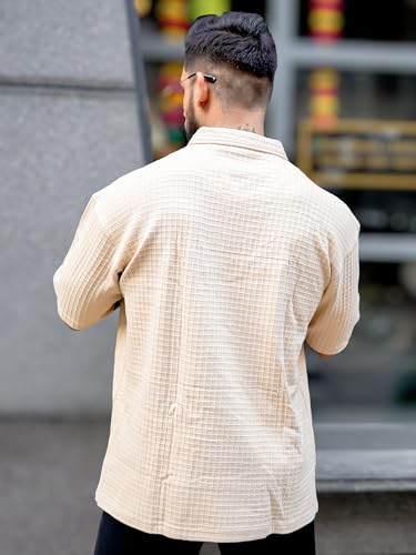 Image of Maniac || Mens || Solid Textured || Polo Neck || 3 /4th Sleeve || Cotton || Oversized Polo T-Shirt