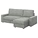 SOFERIA, Zamiennik - kompatybilne - Pokrycie sofy rozkładanej z leżanką VILASUND, Tkanina Strong Light Grey, Szary