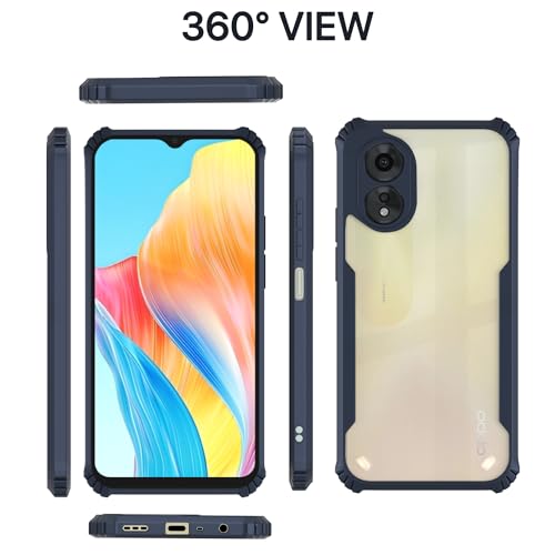 Image of Pikkme Oppo A38 4G / Oppo A18 4G Back Cover | Crystal Clear Transparent Back | Ultra Hyrbid | Full Camera Protection | Raised Edge | Bumper Back Case (Blue)