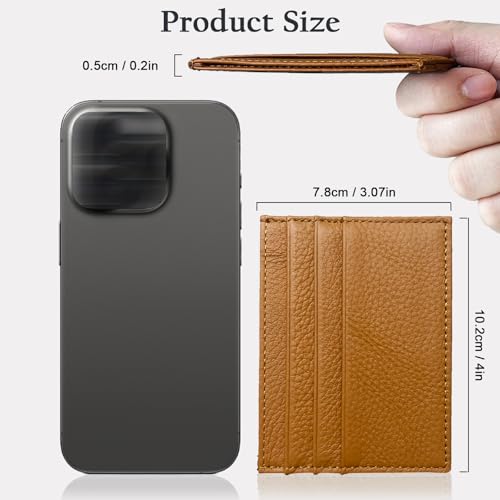 Image of WOXVM Credit Card Holder Wallet RFID Blocking Slim Credit Card Cases Holder Premium Leather Minimalist Front Pocket Small Wallet with 6 Card Slots and 1 Pockets for Men Women (Brown)