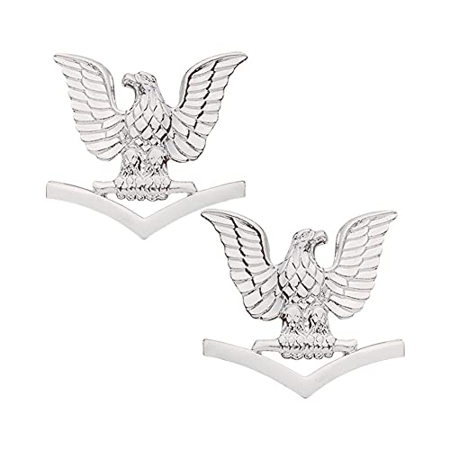 Miniature Navy Petty Officer 3rd Class collar device mirror finish E-4 Pair