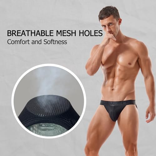 JOCKMAIL Mens Jock strap Underwear Athletic Supporter Performance Jockstrap Elastic 2 Pack4