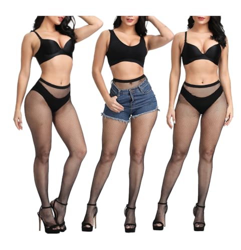 Image of Women Fishnet Stockings, High Waist Fishnet Tights Thigh Stockings Pantyhose