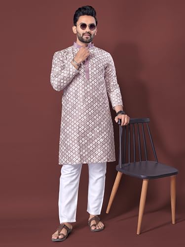Men's Embroidery Kurta with Pajama-Elegant Ethnic Wear for Weddings, Festivals & Celebrations B-PUSH4