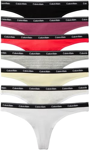 Calvin Klein women thong 7 PK Red Blck SnwHt taille M