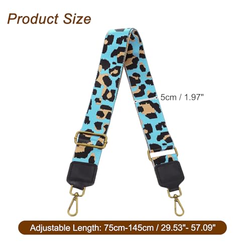 Image of uxcell Wide Shoulder Strap, 5cm Adjustable Purse Strap Replacement Crossbody Strap for Shoulder Bag Wallets, Sky Blue, Bronze Square Mouth Buckle
